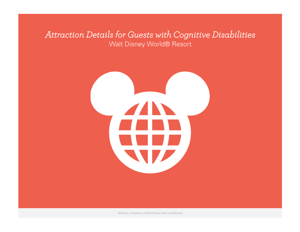 Attraction Details for Guests with Cognitive Disabilities Walt Disney World® Resort