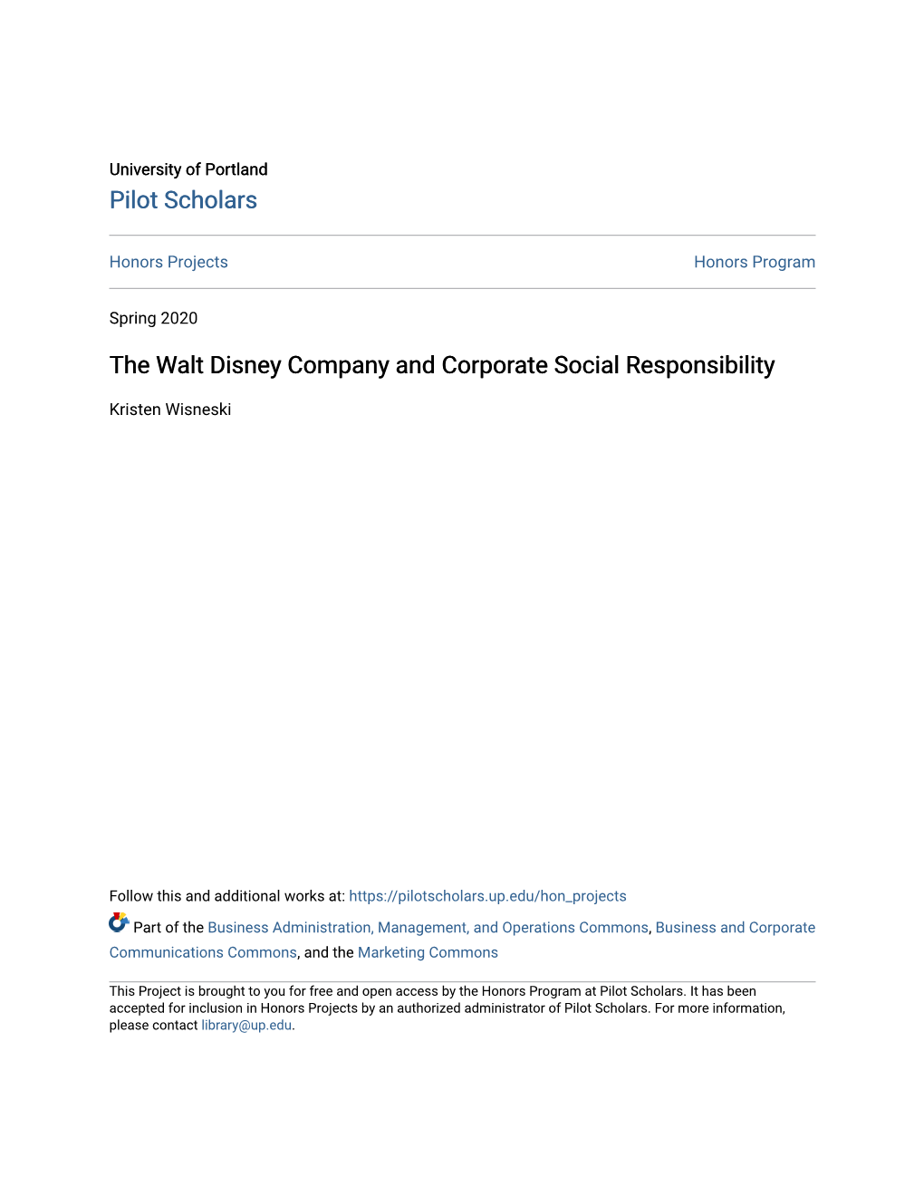 The Walt Disney Company and Corporate Social Responsibility