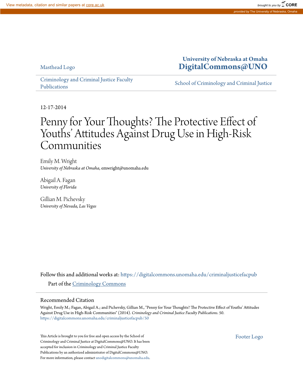 The Protective Effect of Youths' Attitudes Against Drug Use