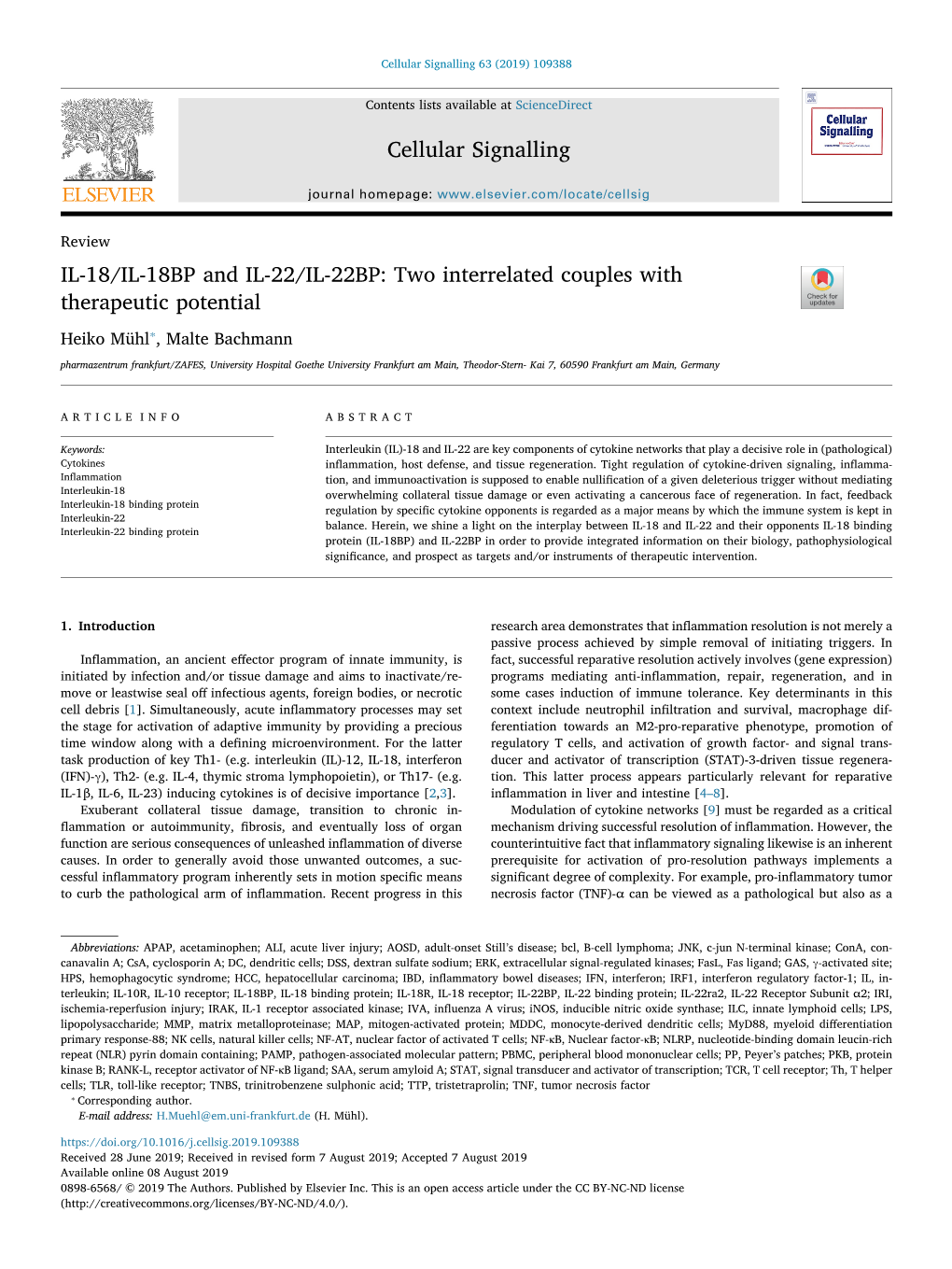 Cellular Signalling 63 (2019) 109388