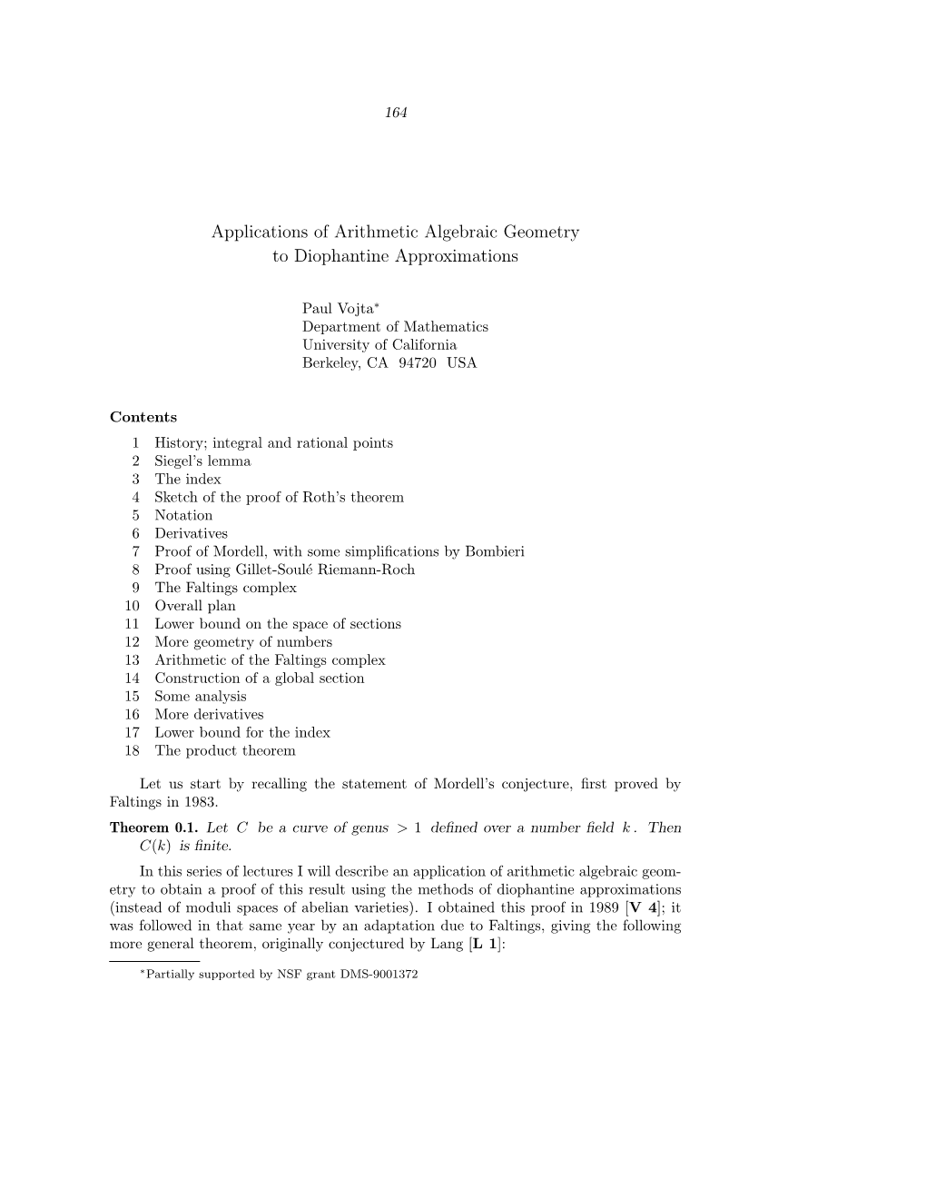 Applications of Arithmetic Algebraic Geometry to Diophantine Approximations