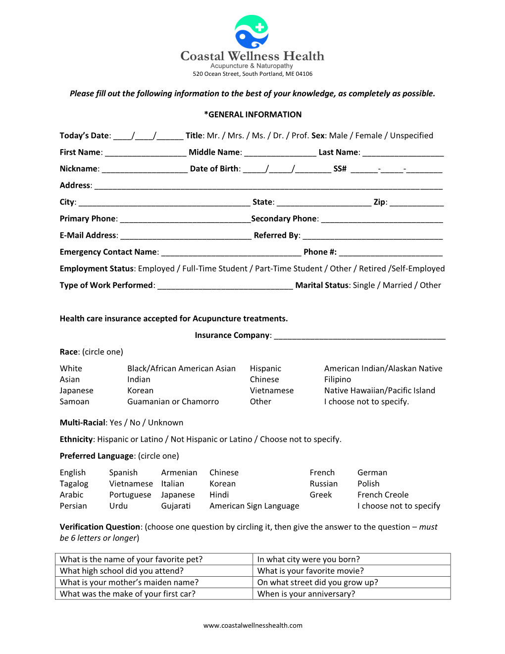 Open Intake Form