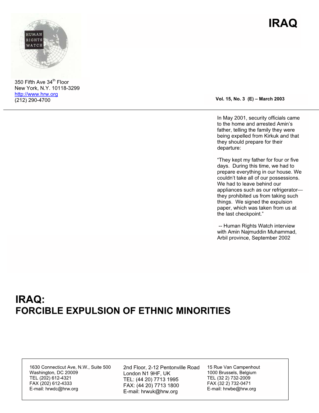 Forcible Expulsion of Ethnic Minorities