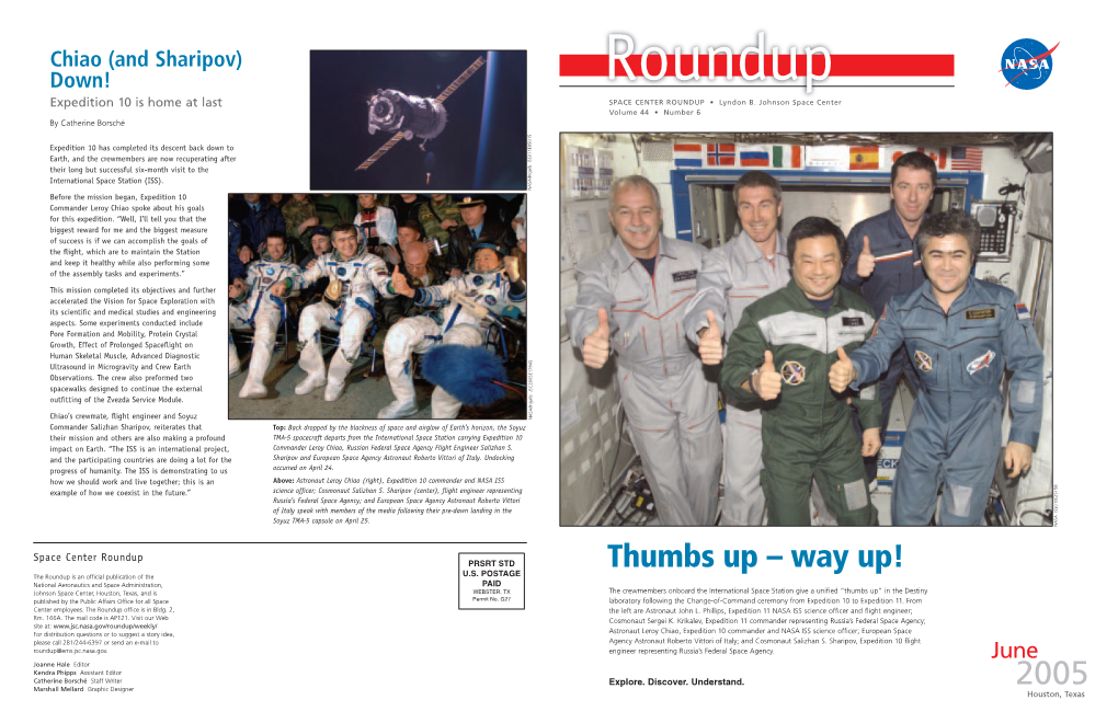 Way Up! the Roundup Is an Ofﬁcial Publication of the U.S