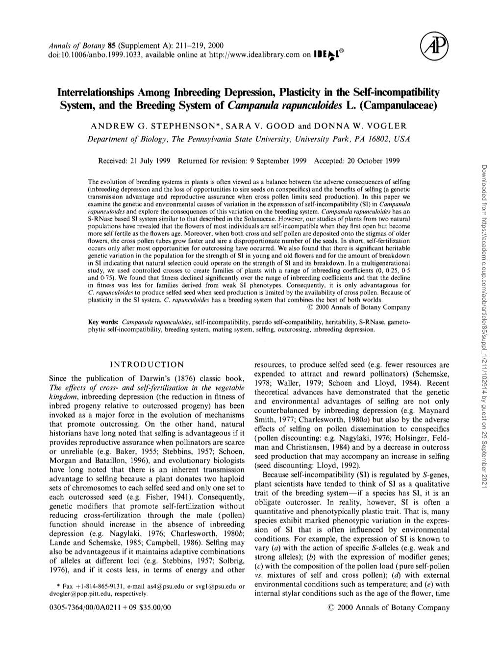 System, and the Breeding System of Campanula Rapunculoides L