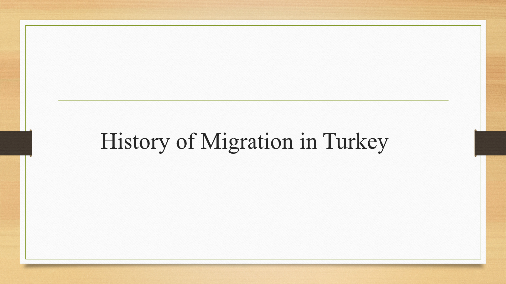 History of Migration in Turkey