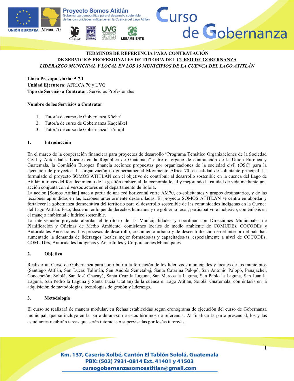 Modelo Básico Convenido De Documento De Términos De Referencia