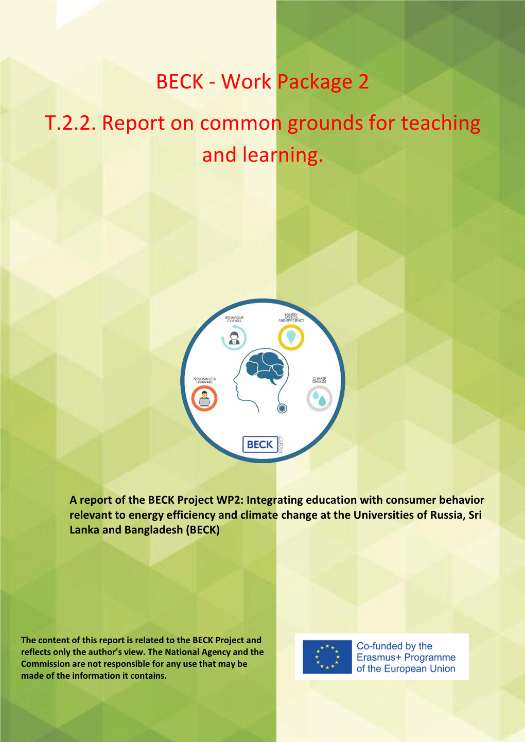 Work Package 2 T.2.2. Report on Common Grounds for Teaching and Learning