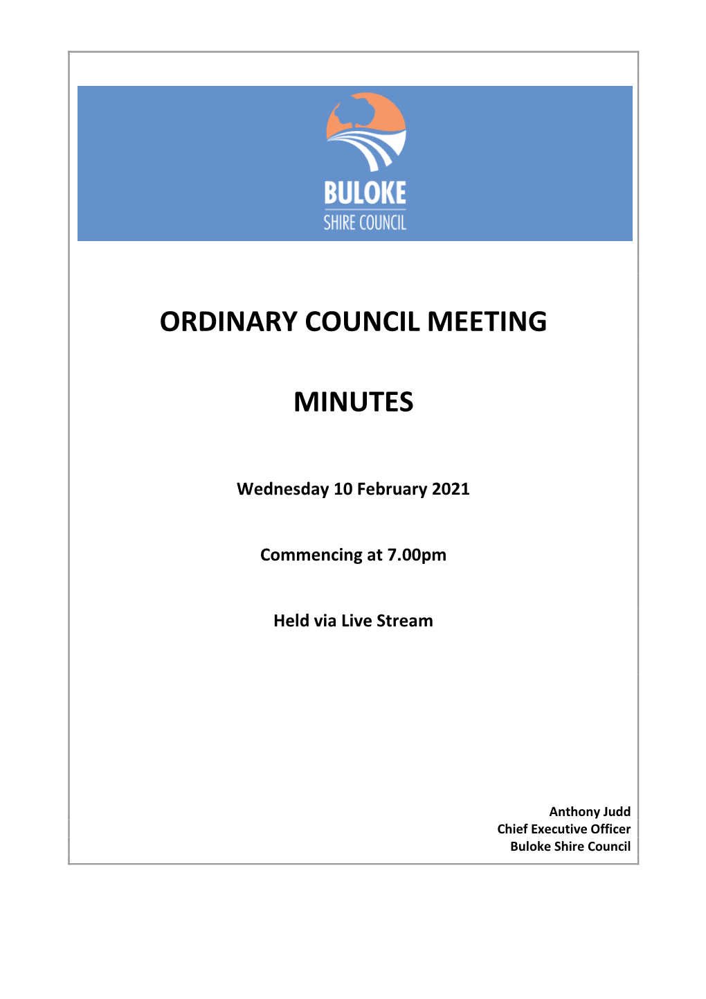 Minutes of Ordinary Meeting