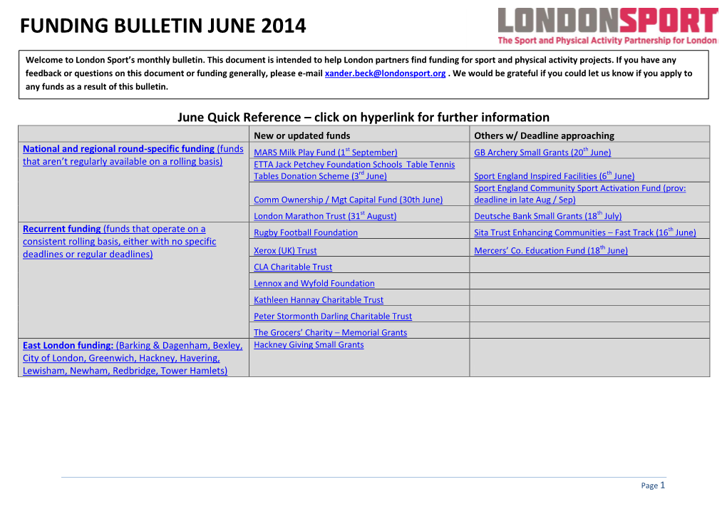 Funding Bulletin June 2014