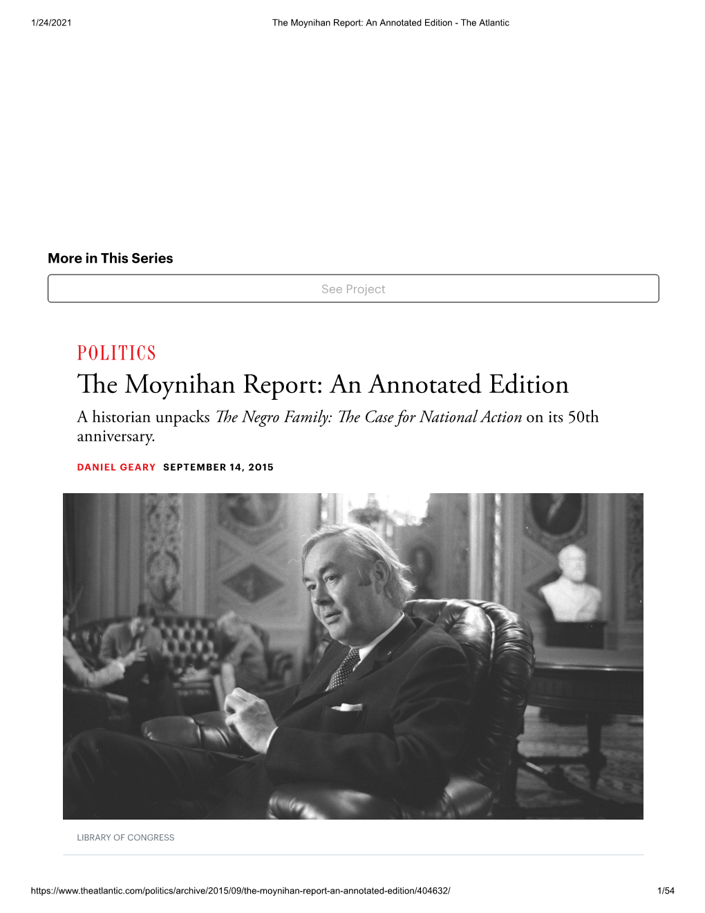 The Moynihan Report Annotated Edition