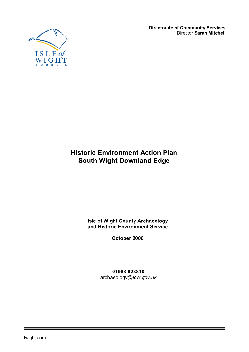 Historic Environment Action Plan South Wight Downland Edge