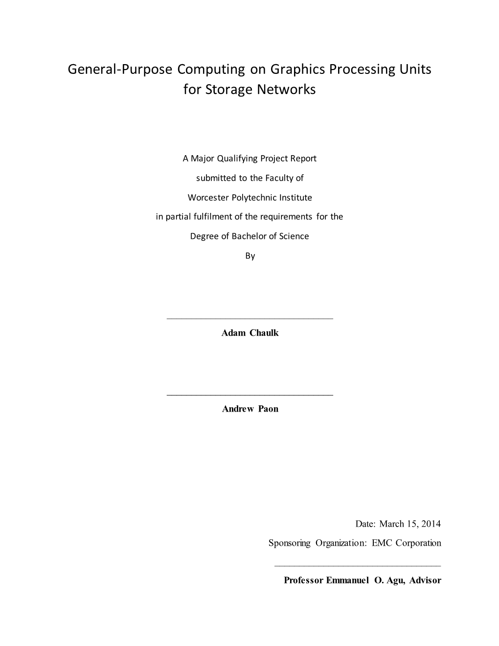 General-Purpose Computing on Graphics Processing Units for Storage Networks