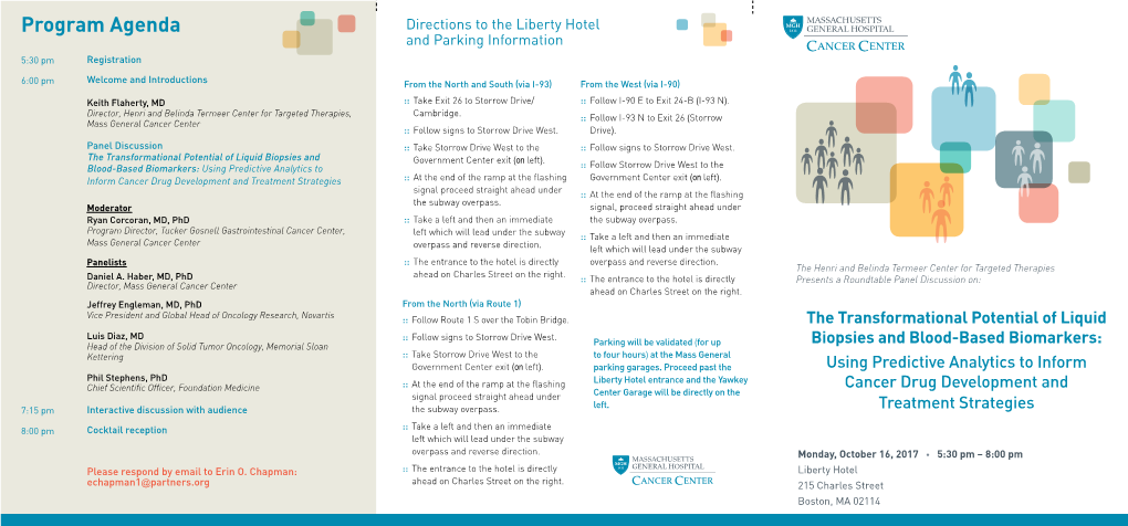 Program Agenda Directions to the Liberty Hotel and Parking Information 5:30 Pm Registration