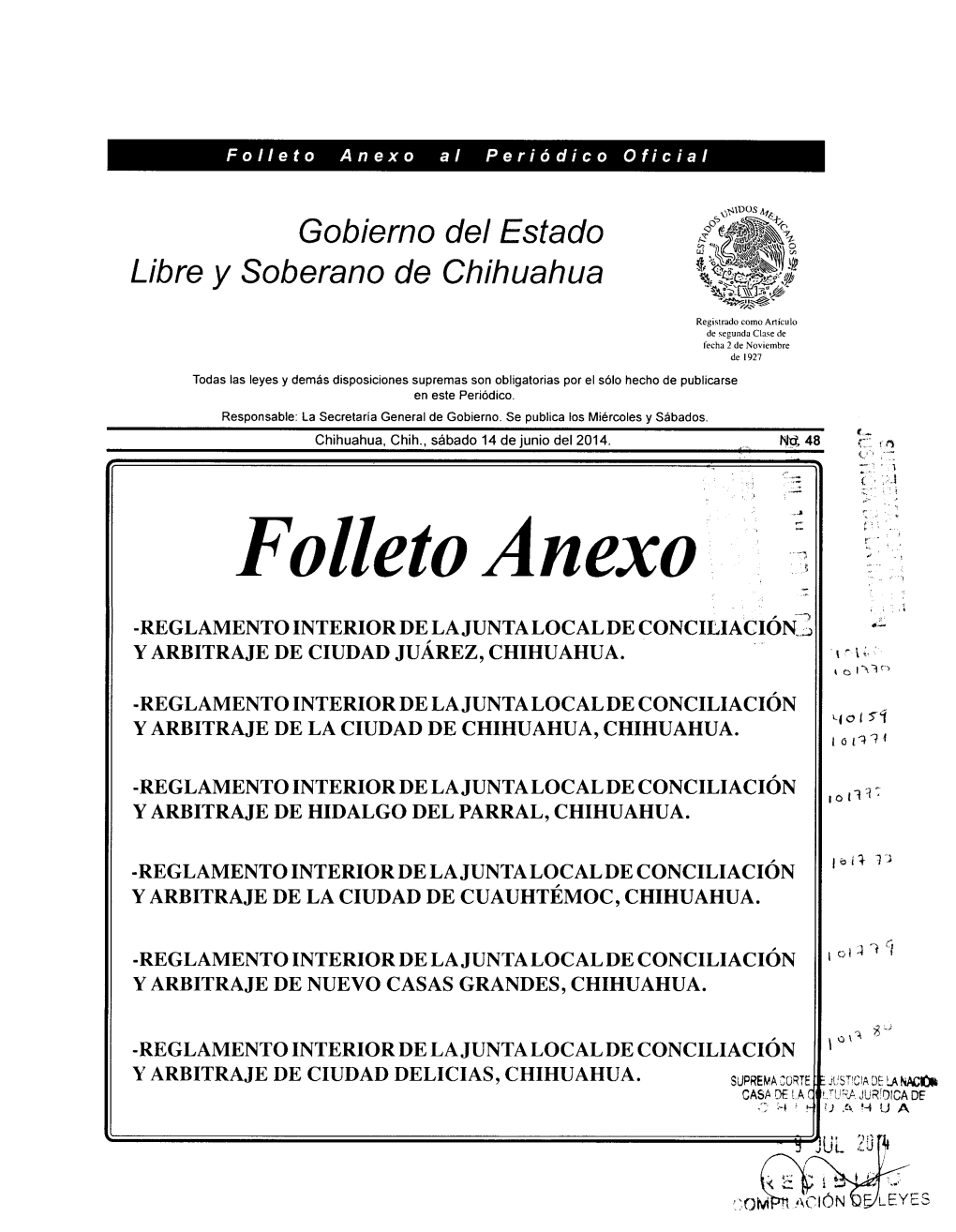 Folleto Anexo Al Periódico Oficial