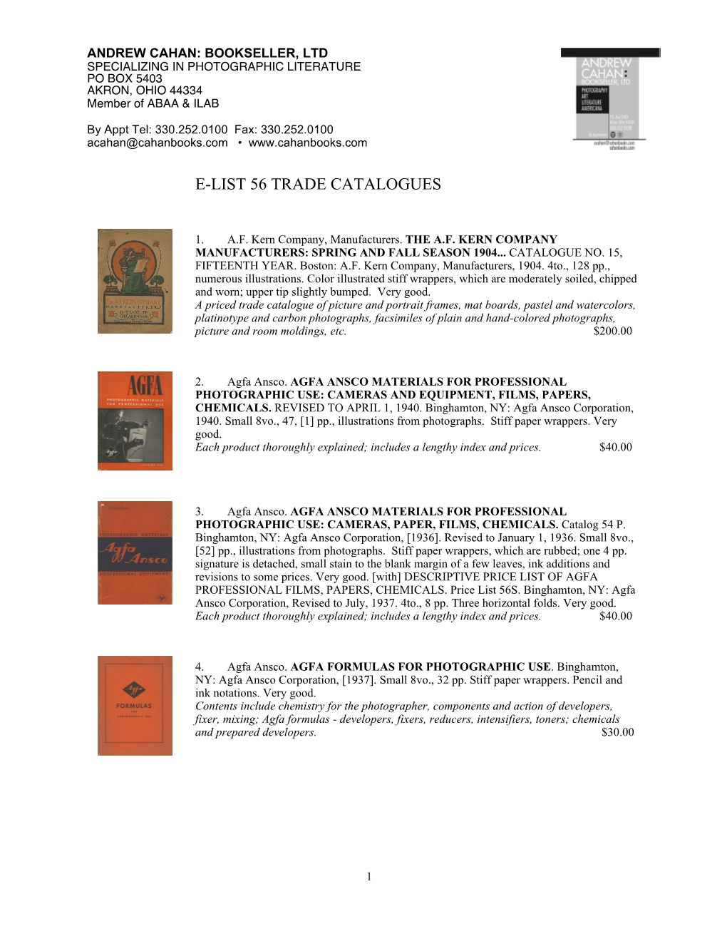 E-List 56 Trade Catalogues