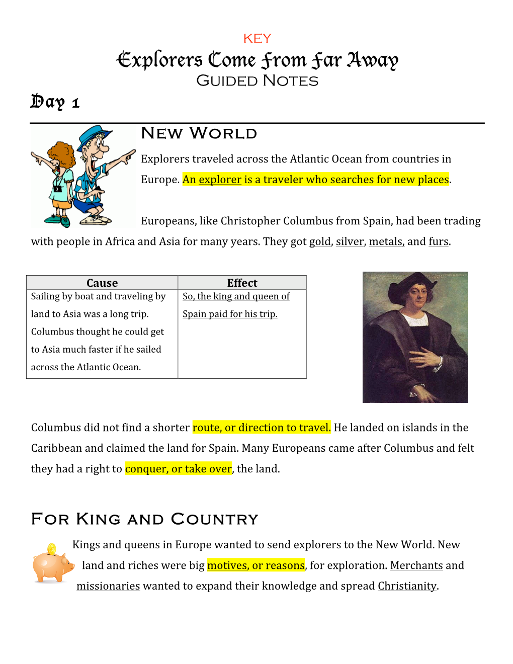 Explorers Come from Far Away Guided Notes Day 1 New World Explorers Traveled Across the Atlantic Ocean from Countries in Europe