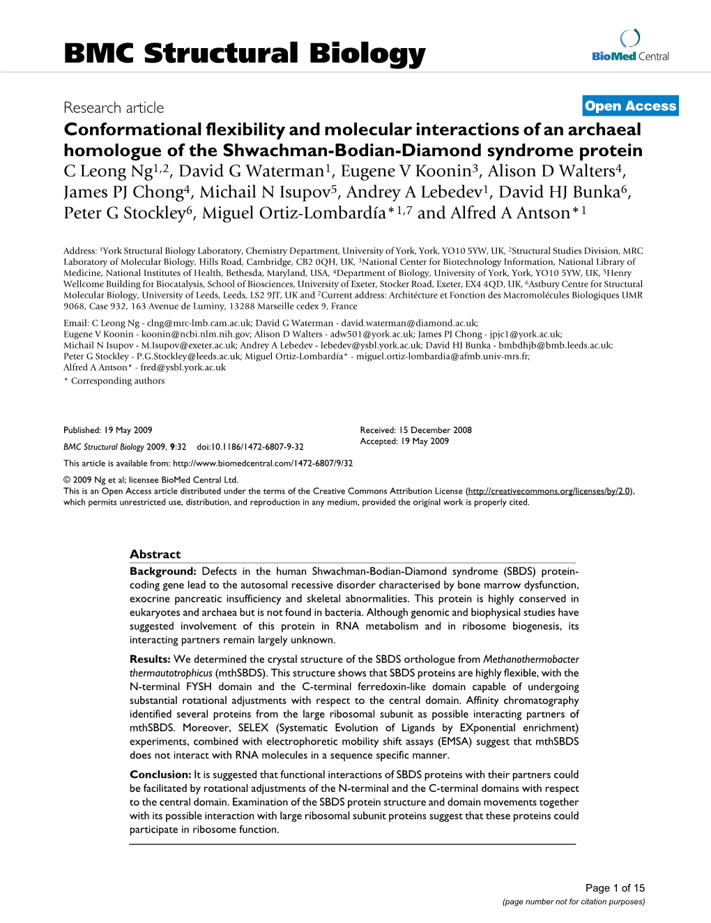 BMC Structural Biology Biomed Central