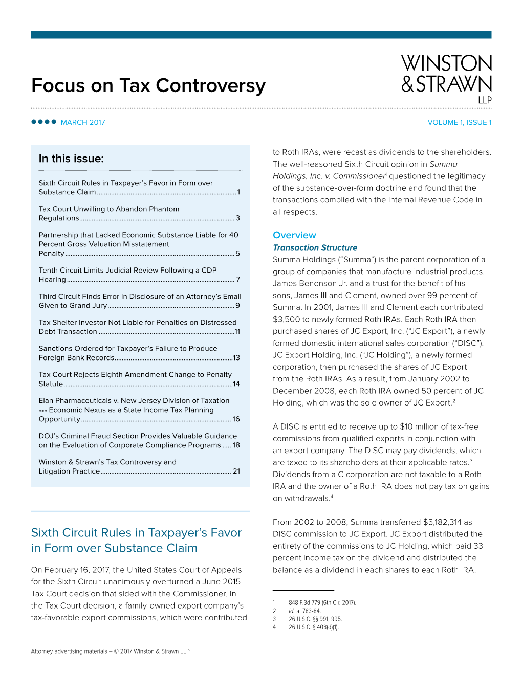 Focus on Tax Controversy