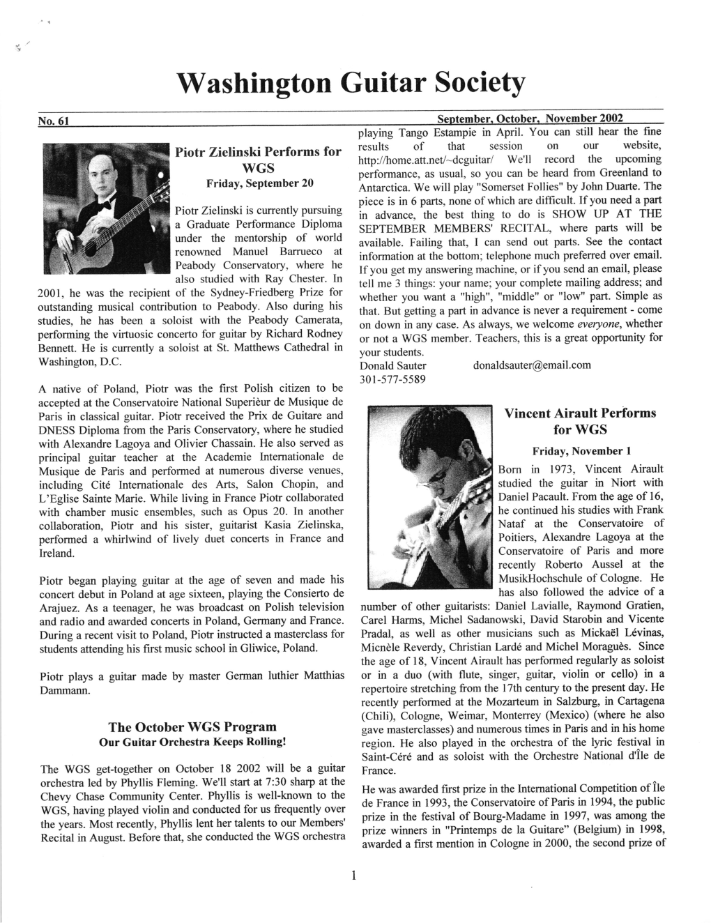 Washington Guitar Society Newsletter No. 61