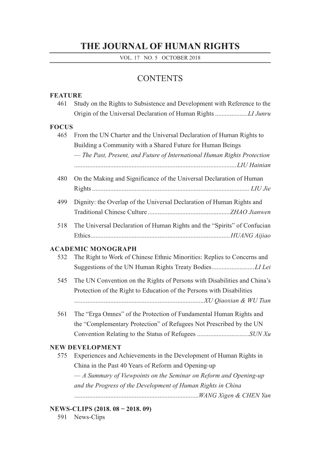 The Journal of Human Rights Vol