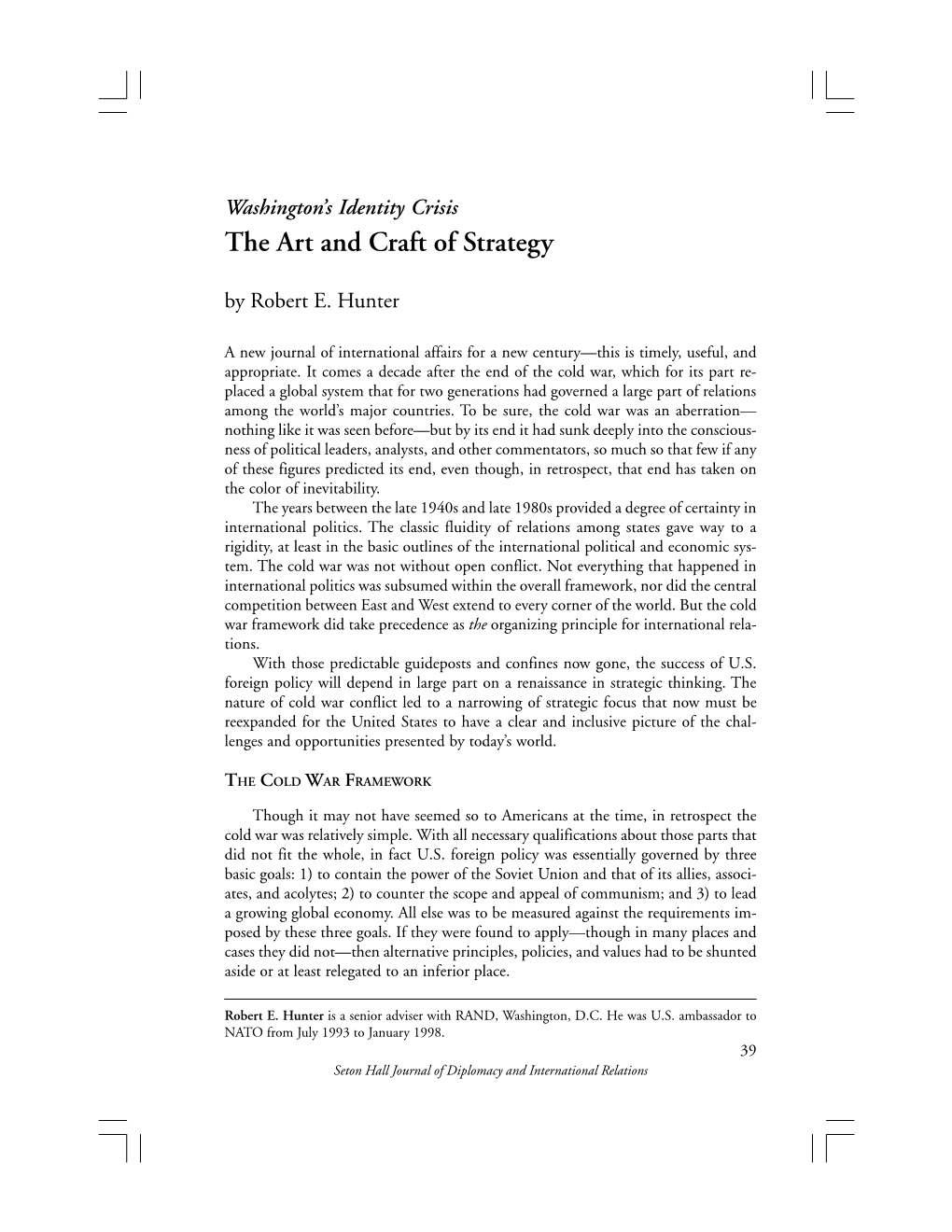 The Art and Craft of Strategy by Robert E