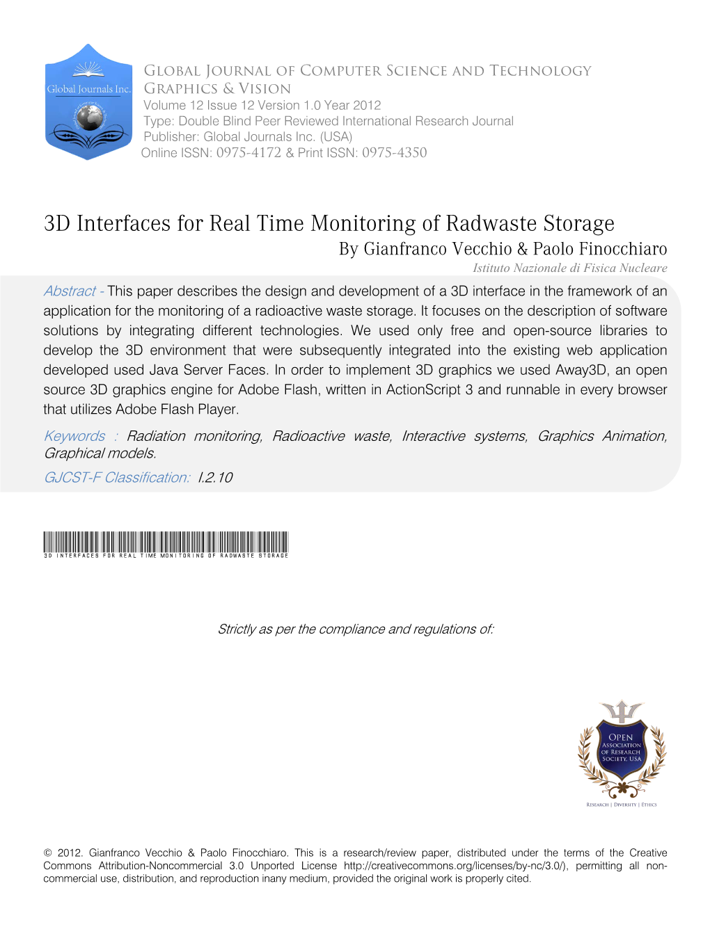 3D Interfaces for Real Time Monitoring of Radwaste Storage