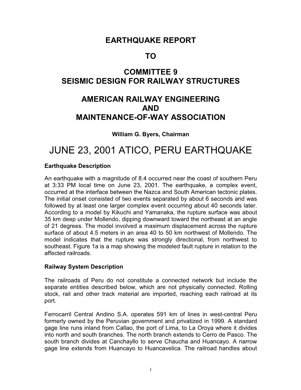 June 23, 2001 Atico, Peru Earthquake