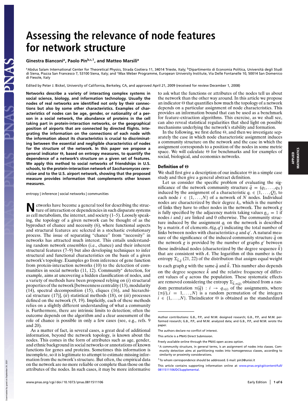 Assessing the Relevance of Node Features for Network Structure