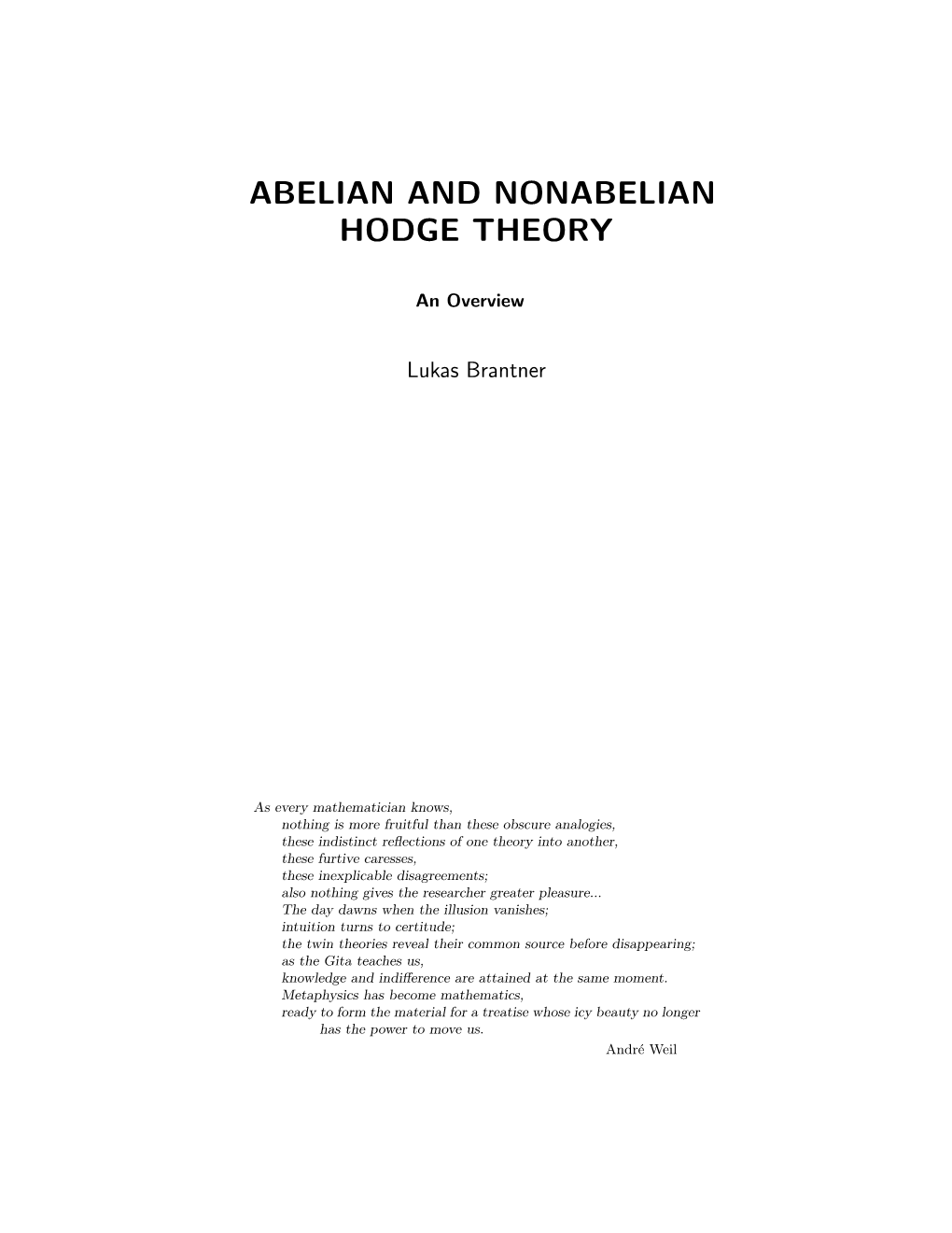 Abelian and Nonabelian Hodge Theory