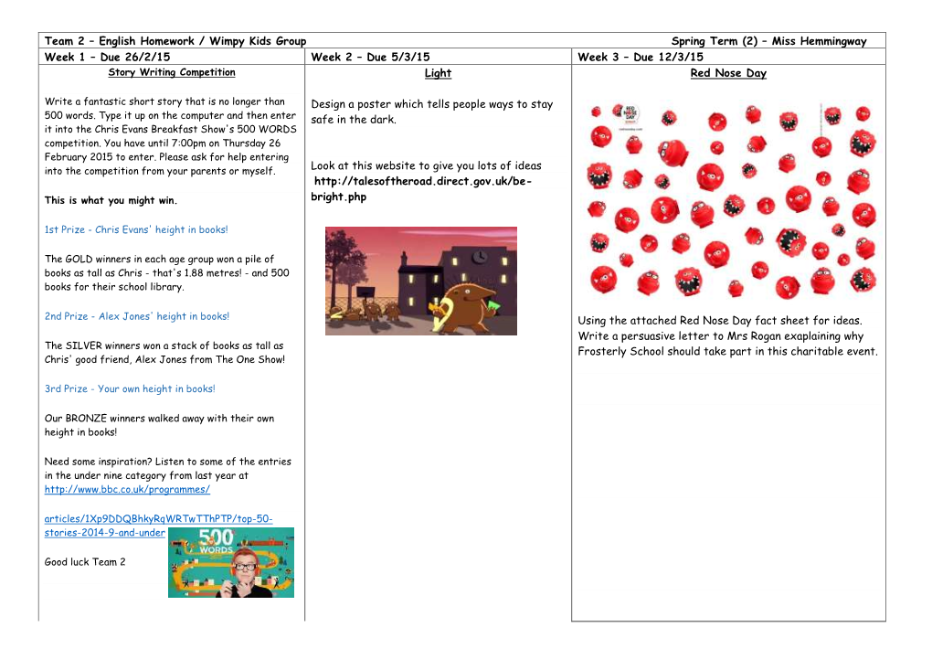 English Homework / Wimpy Kids Group