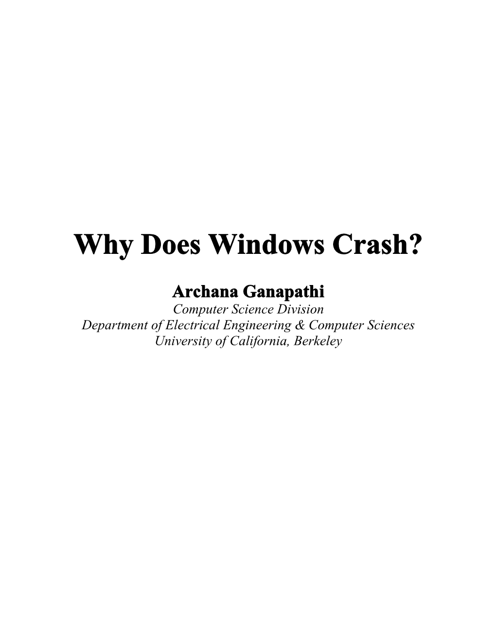 Why Does Windows Crash?