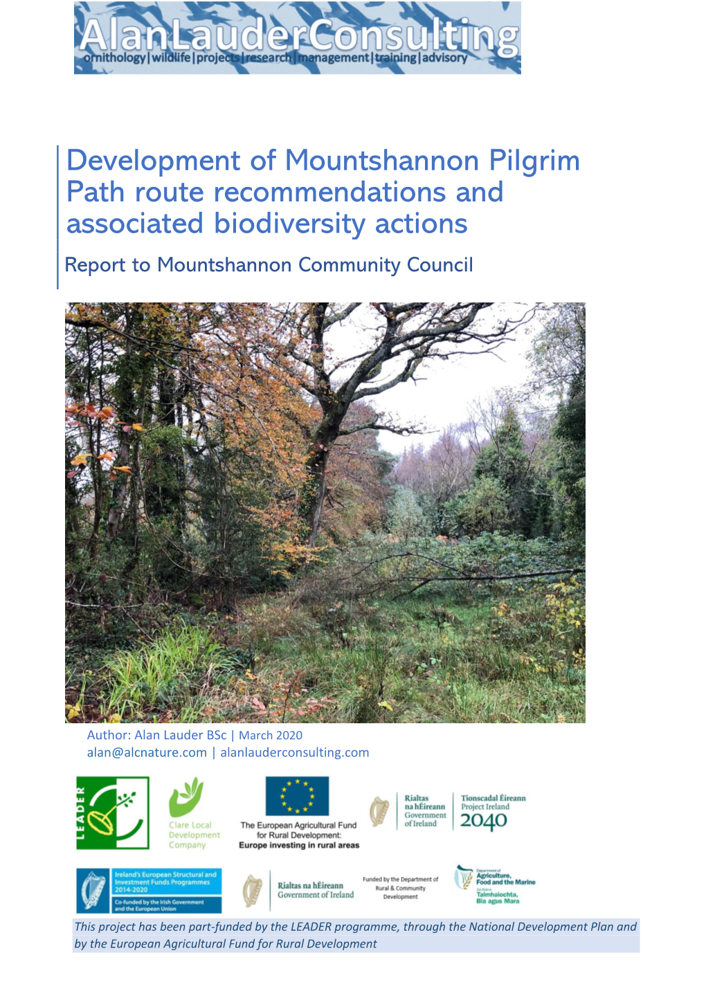 Development of Mountshannon Pilgrim Path Route Recommendations and Associated Biodiversity Actions