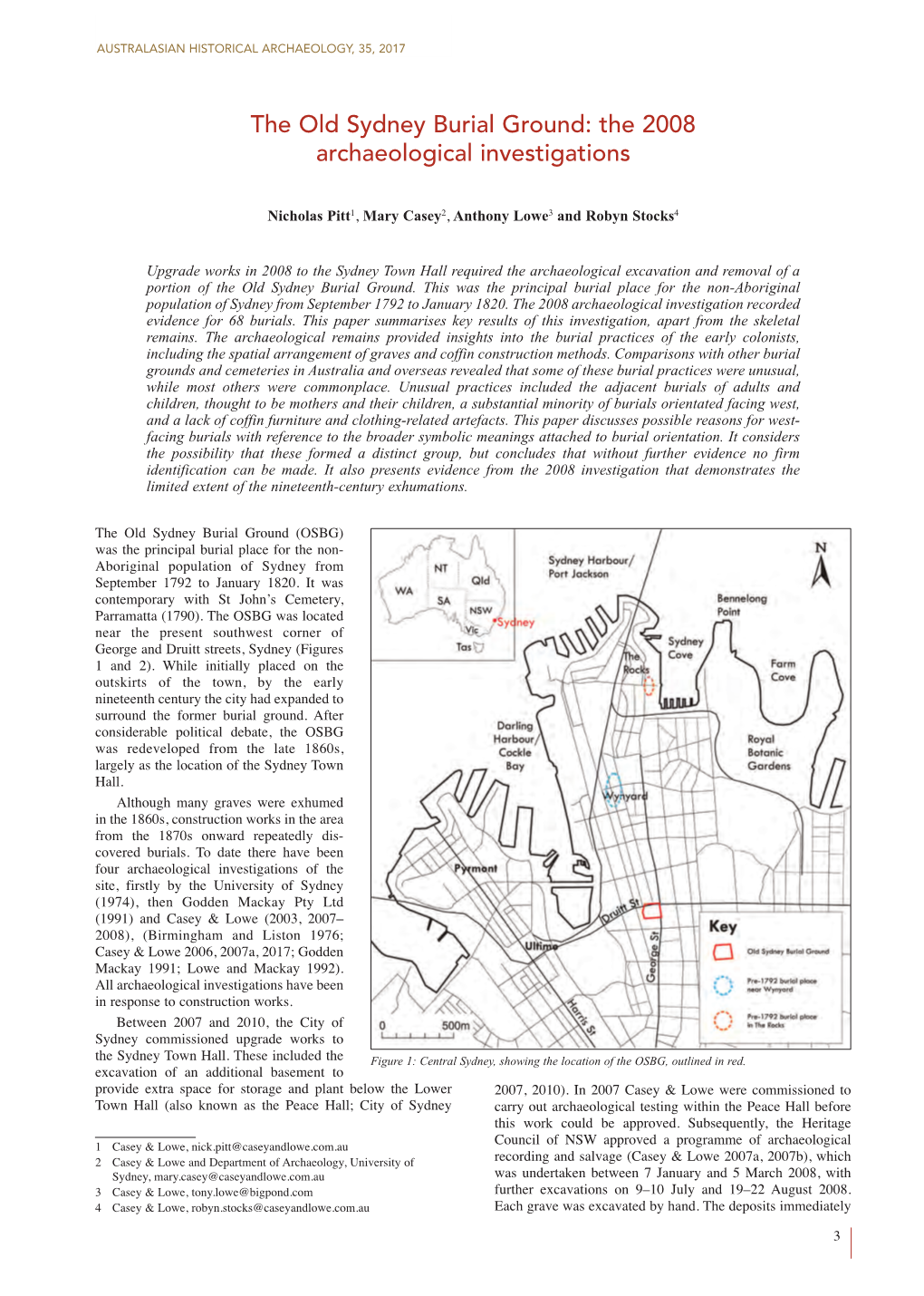 The Old Sydney Burial Ground: the 2008 Archaeological Investigations