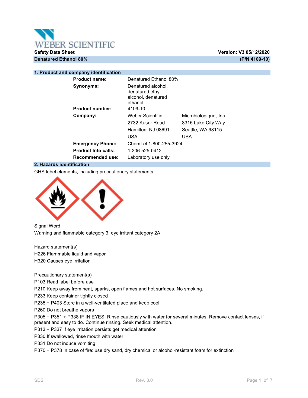 Product Name: Denatured Ethanol 80% Synonyms