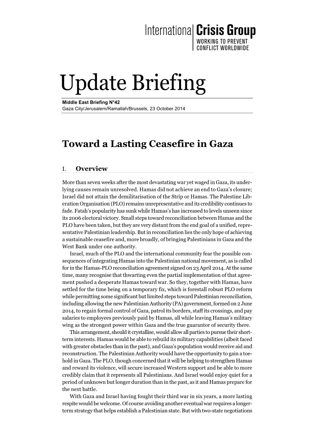 Toward a Lasting Ceasefire in Gaza