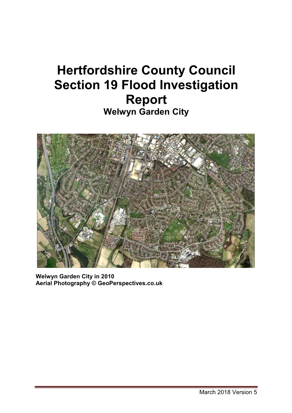 Hertfordshire County Council Section 19 Flood Investigation Report Welwyn Garden City