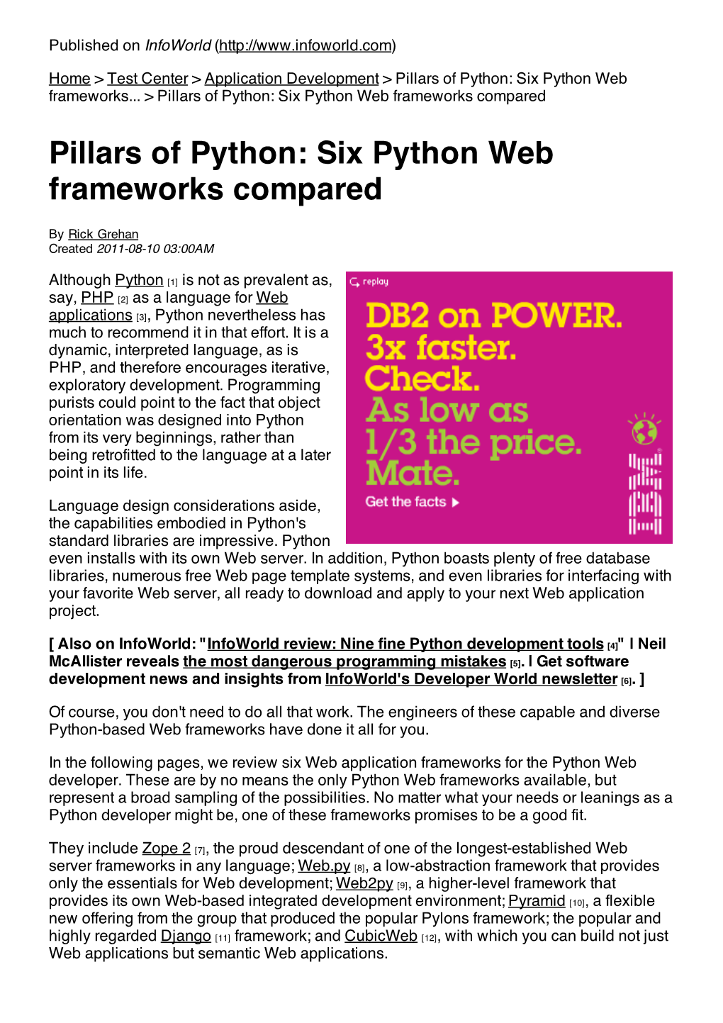 Pillars of Python Six Python Web Frameworks Compared