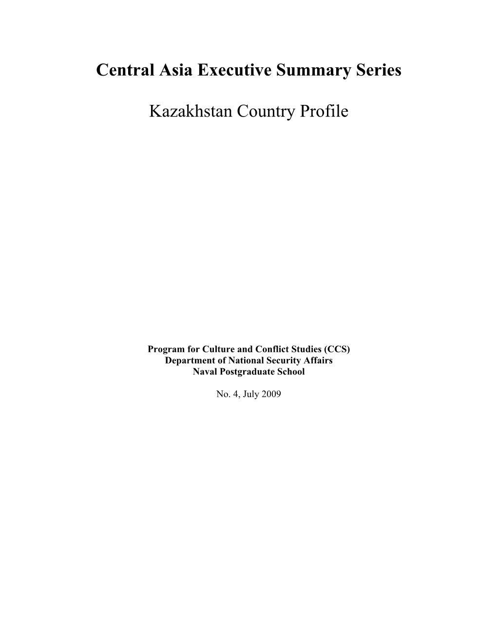 Kazakhstan Country Profile