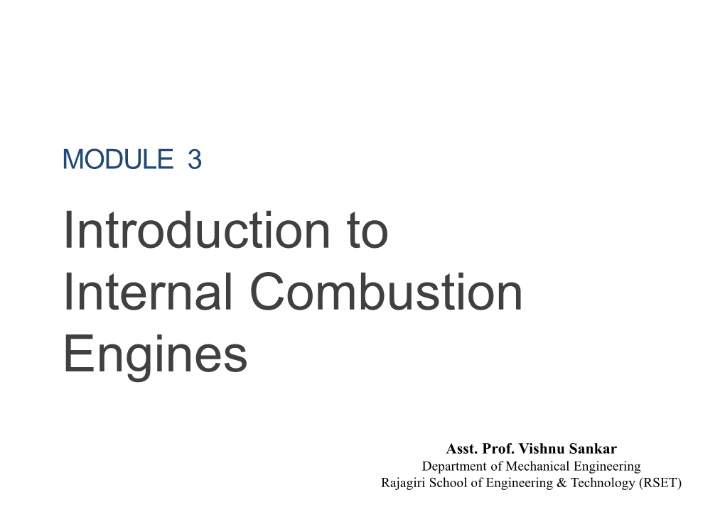 Introduction to Internal Combustion Engines