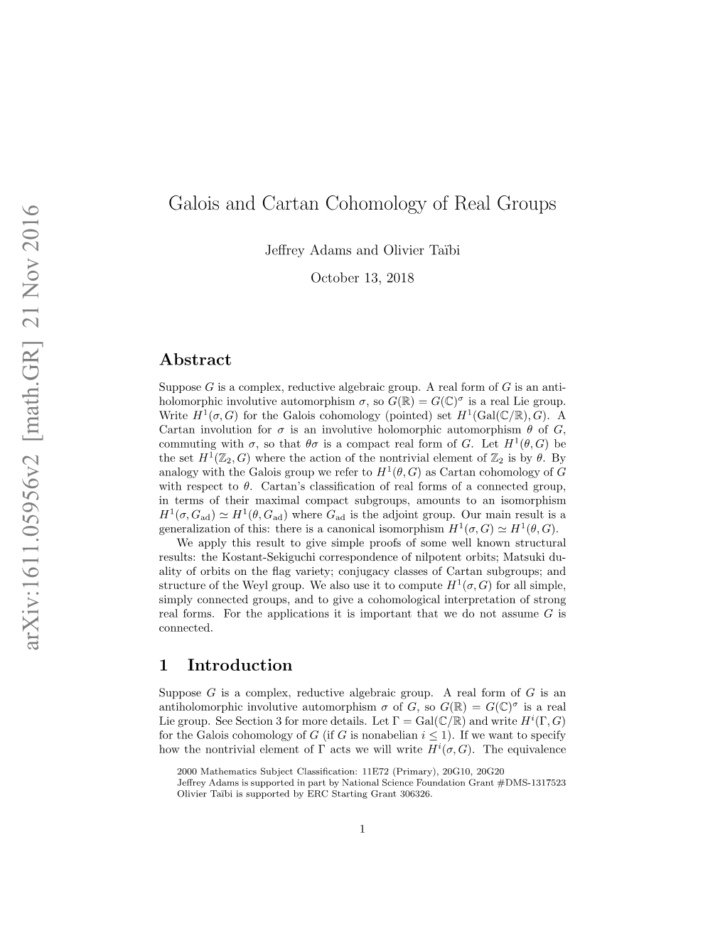 Galois and Cartan Cohomology of Real Groups