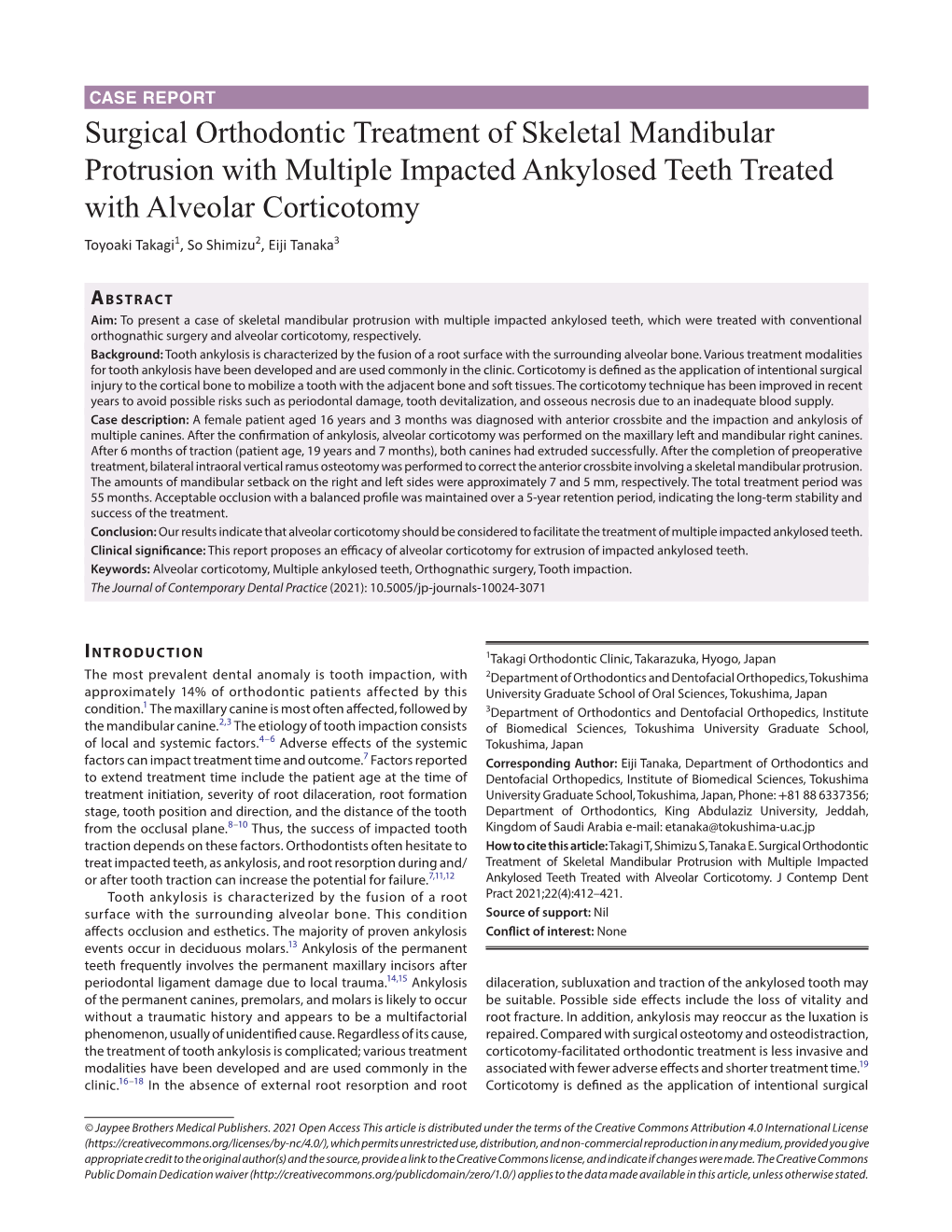 Surgical Orthodontic Treatment of Skeletal Mandibular Protrusion with Multiple Impacted Ankylosed Teeth Treated with Alveolar Co