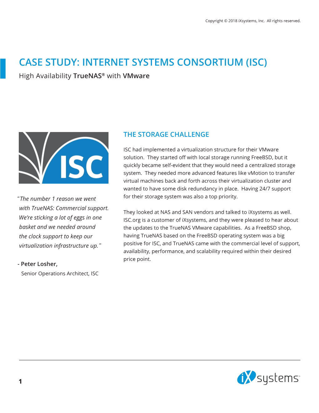 CASE STUDY: INTERNET SYSTEMS CONSORTIUM (ISC) High Availability Truenas® with Vmware