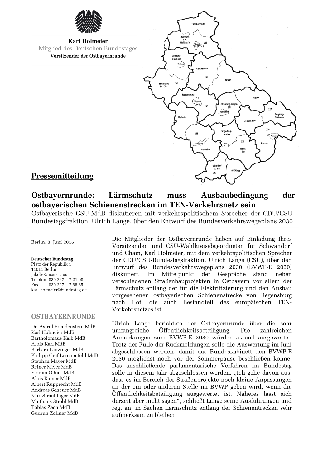 Pressemitteilung Ostbayernrunde: Lärmschutz Muss