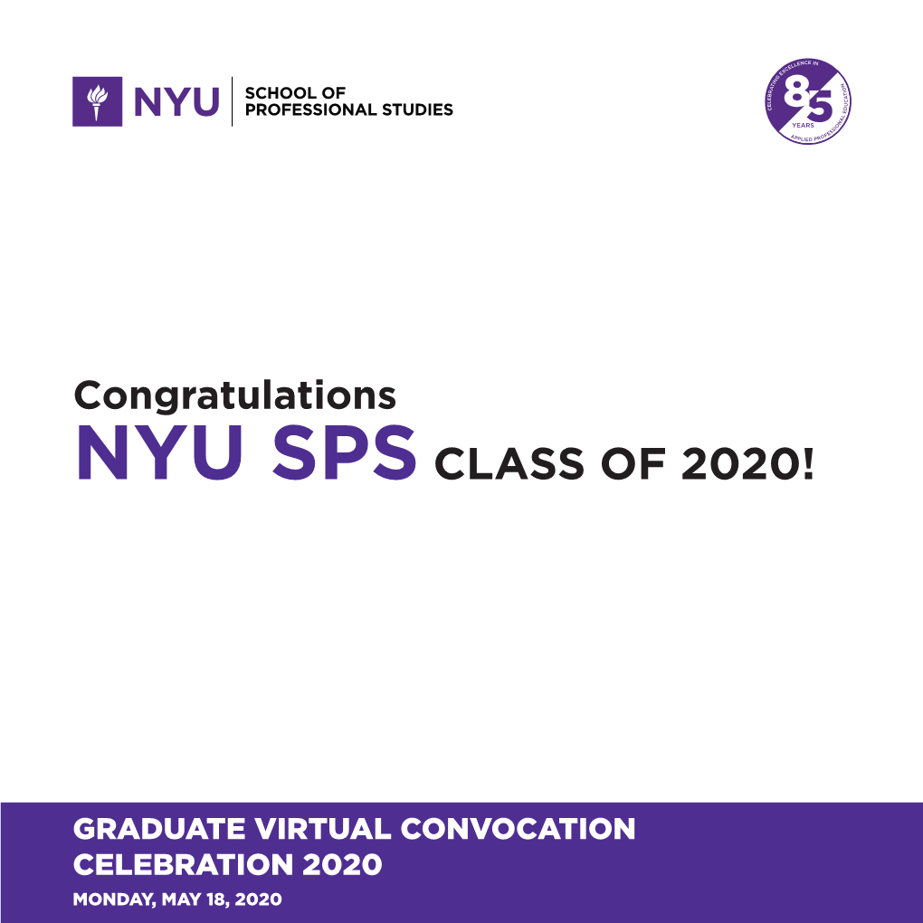 Graduate Virtual Convocation Celebration 2020 Program