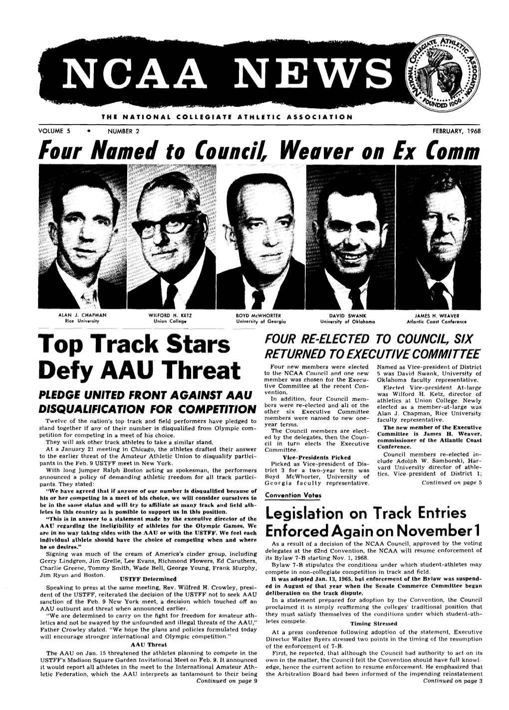 FEBRUARY, 1968 Four Illumed to Council, Weaver on Ex Comm