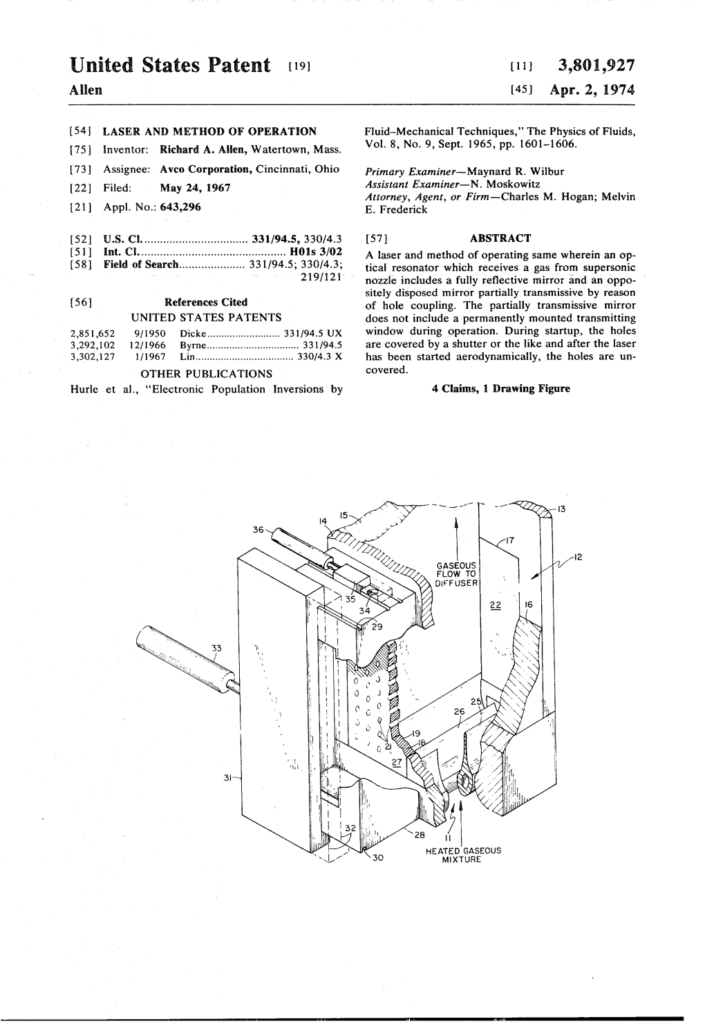 United States Patent (19) (11 3,801,927 Allen (45) Apr