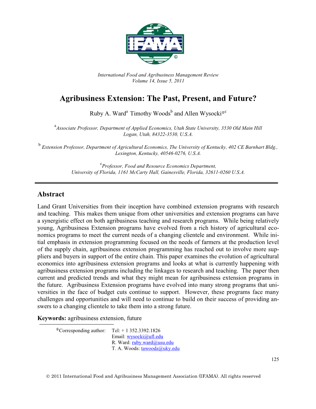 Agribusiness Extension: the Past, Present, and Future?