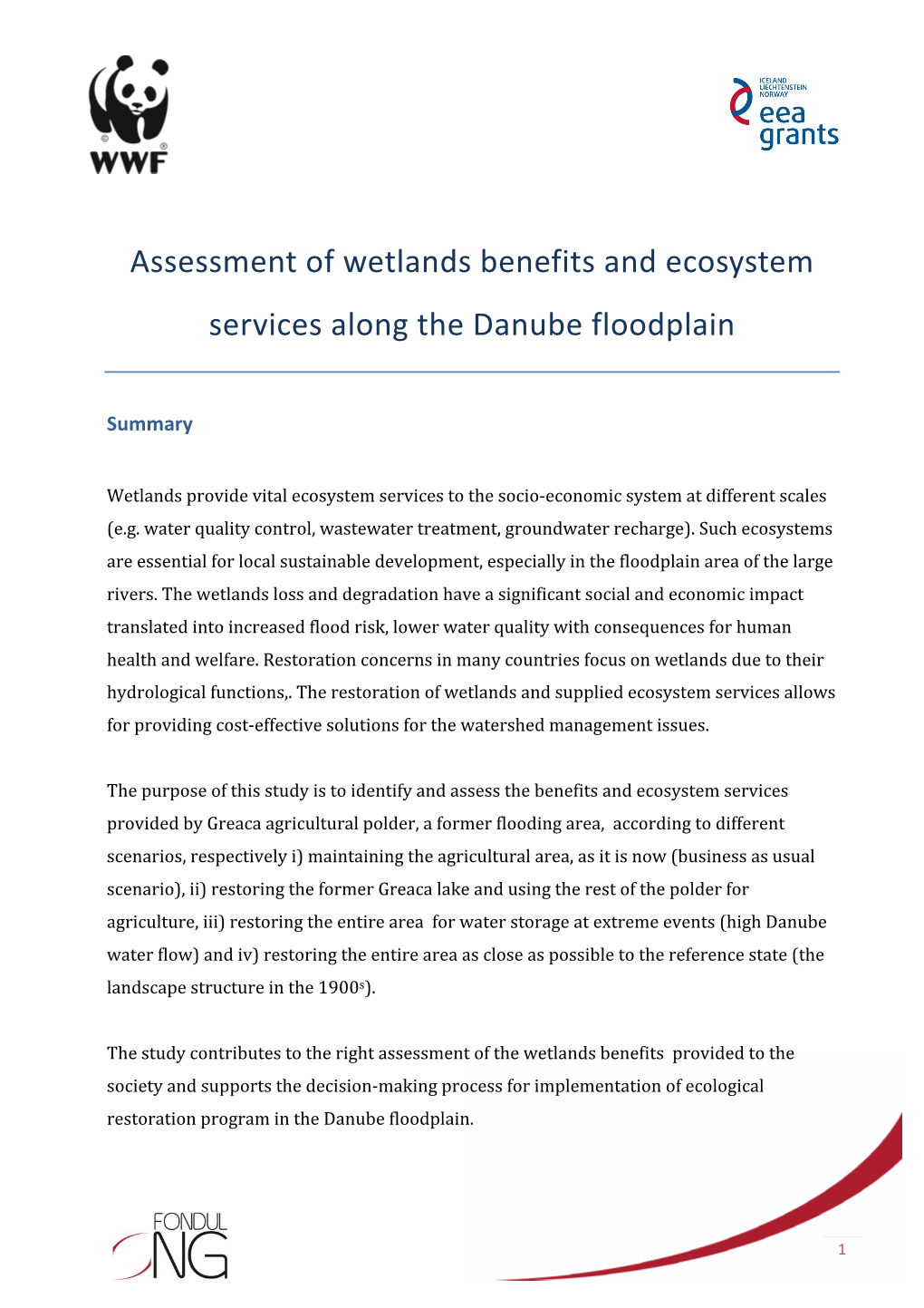 Assessment of Wetlands Benefits and Ecosystem Services Along the Danube Floodplain