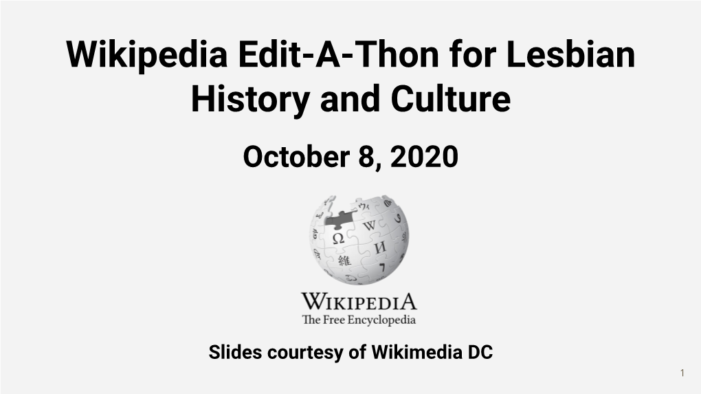 Wikipedia Edit-A-Thon for Lesbian History and Culture